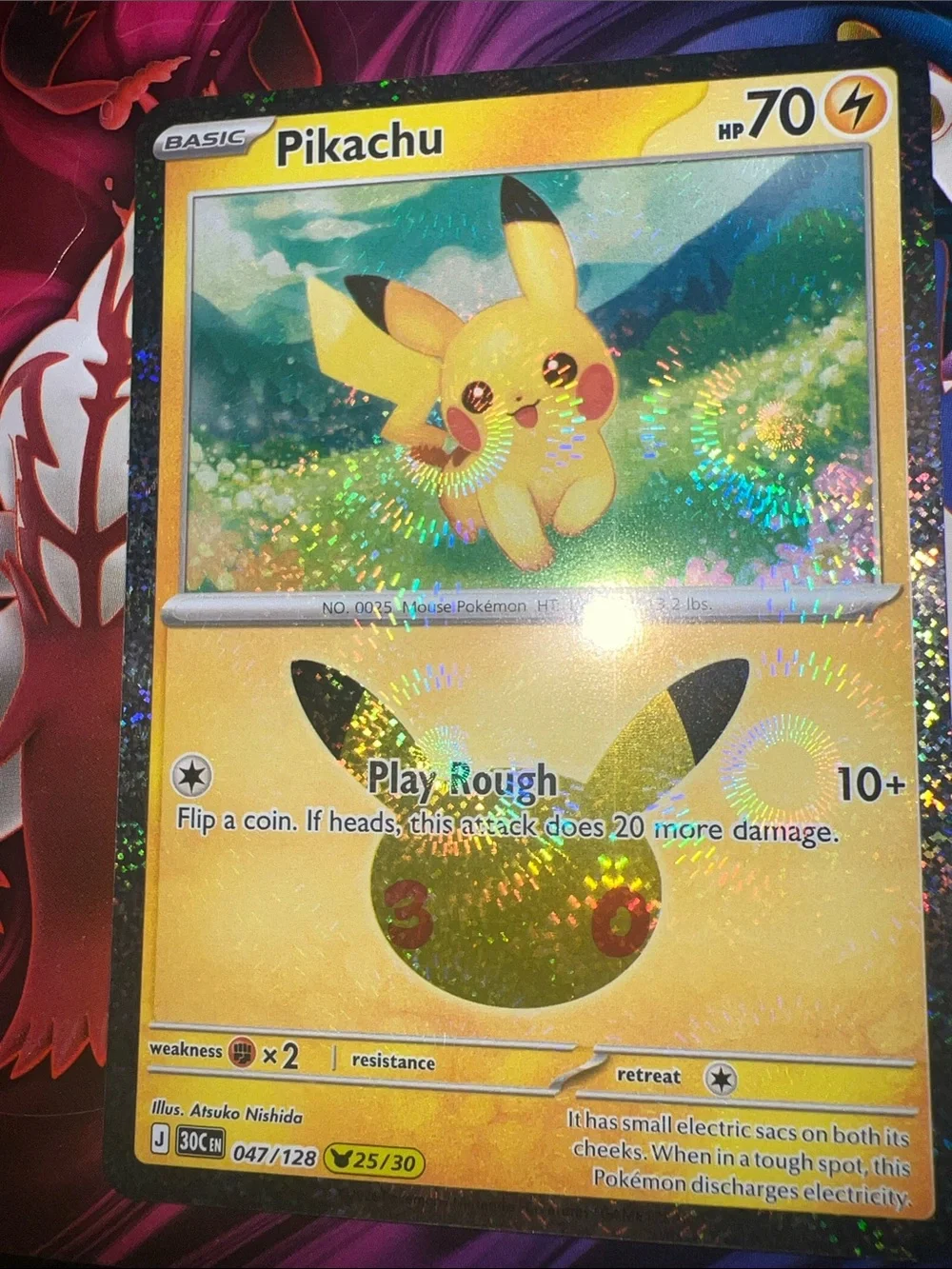 Pokemon Pikachu Holographic Yellow & Black Trading Card